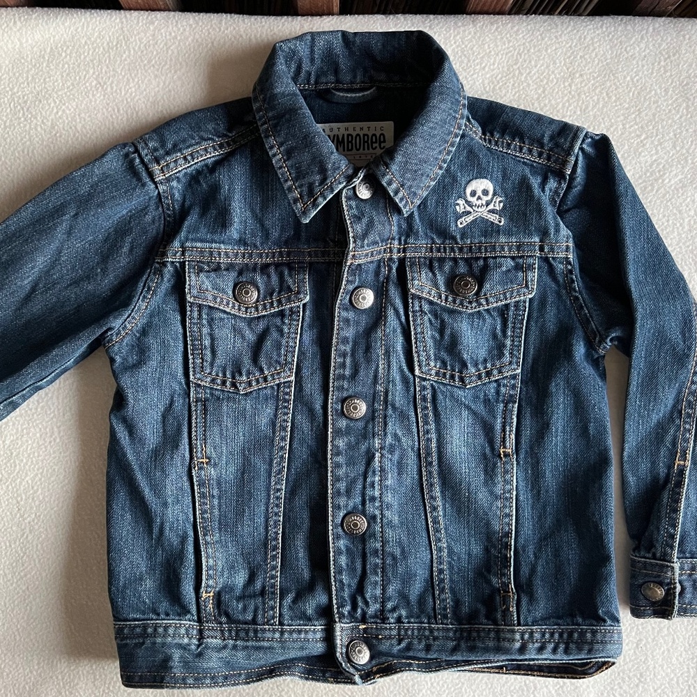 Gymboree Skull Denim Jacket Boys XS(4) – Perfect for Halloween